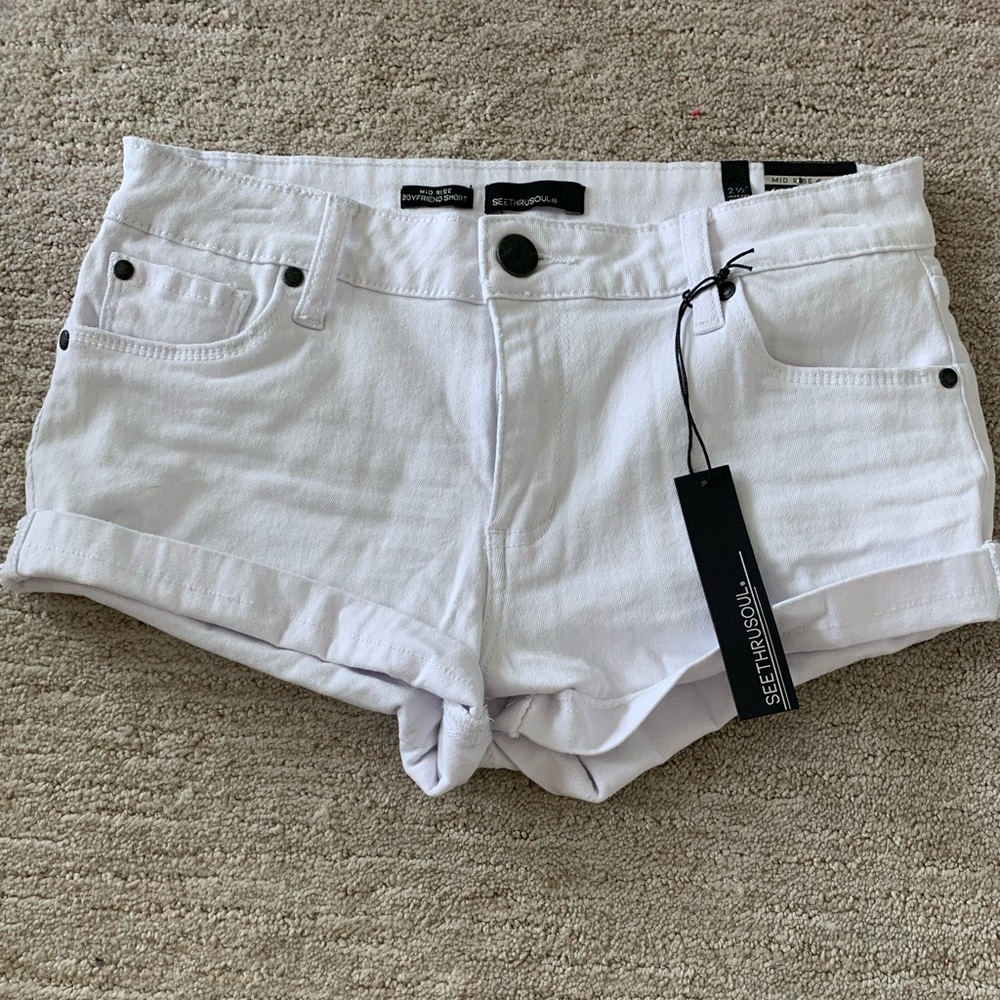 NWT white jean shorts